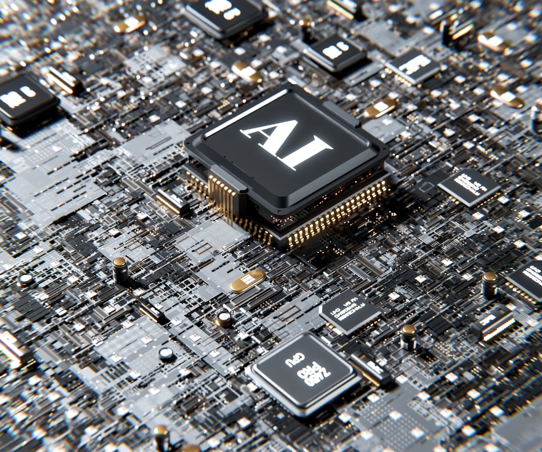 Computer chip labeled AI on a circuit board